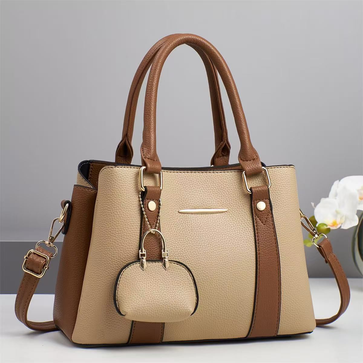 Stylish Two-Tone Handbag