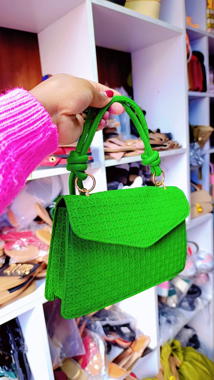 Green Textured Handbag