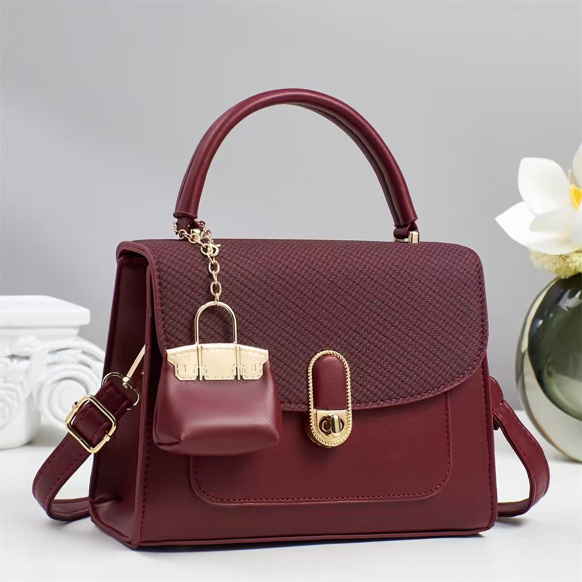 Elegant Burgundy Handbag