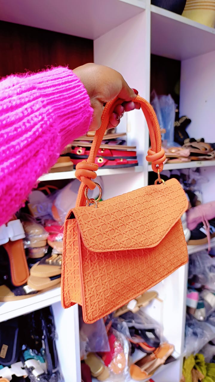 Orange Textured Handbag