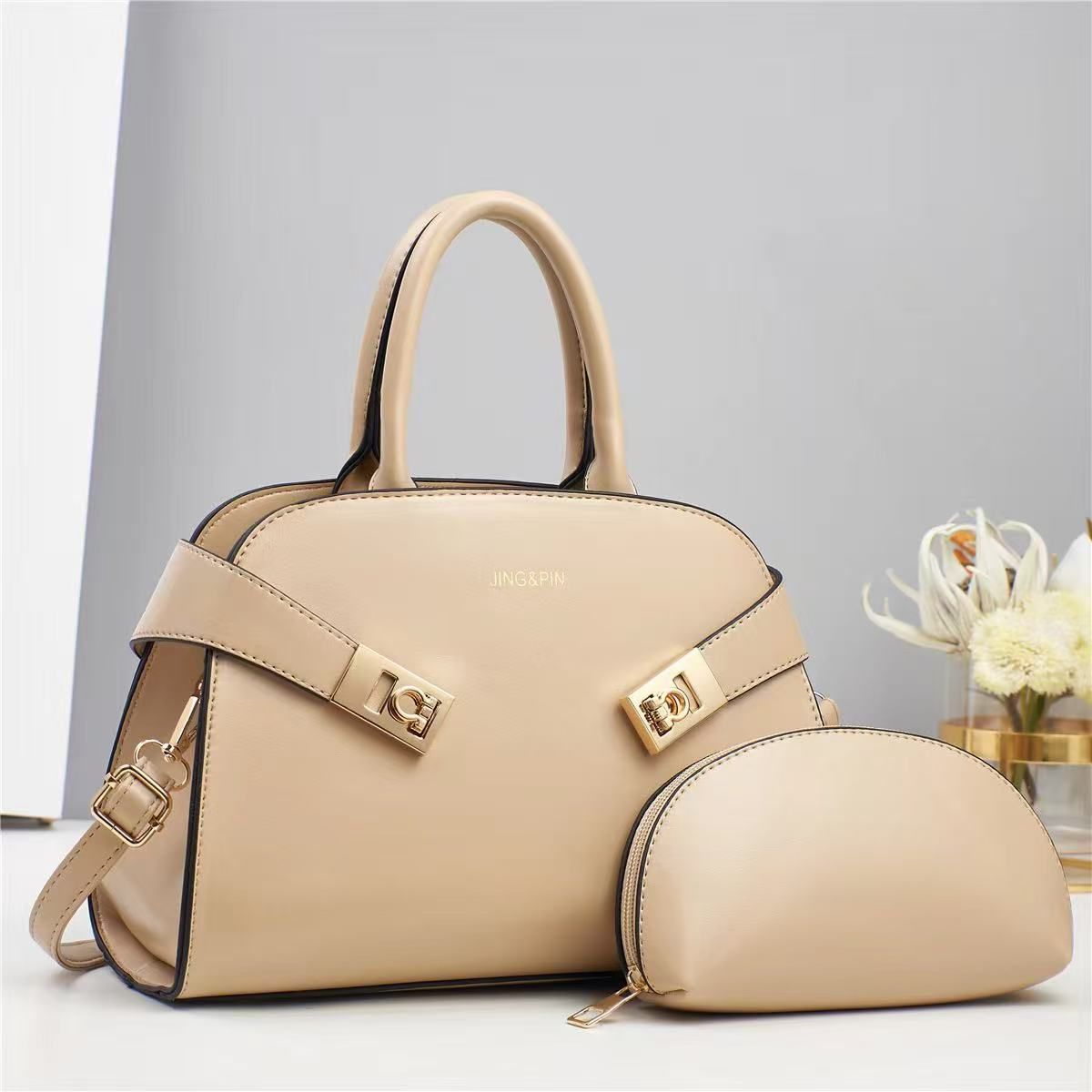 Beige Handbag Set