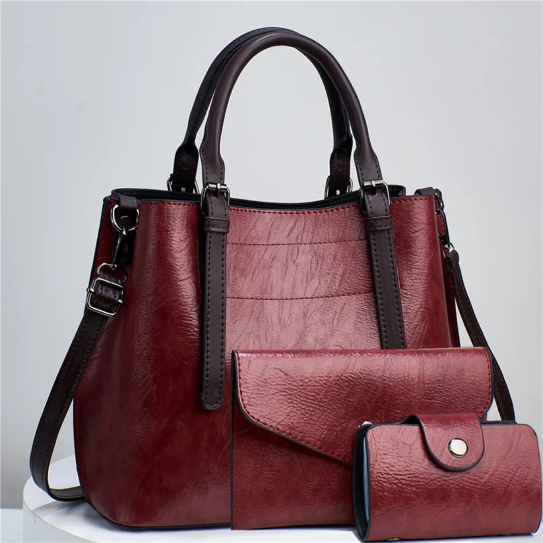 Elegant Burgundy Handbag Set