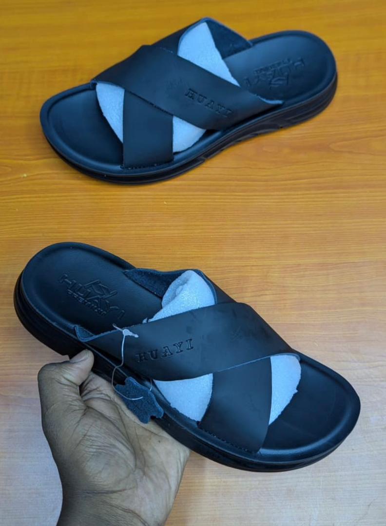 Men's Black Leather Sandals
