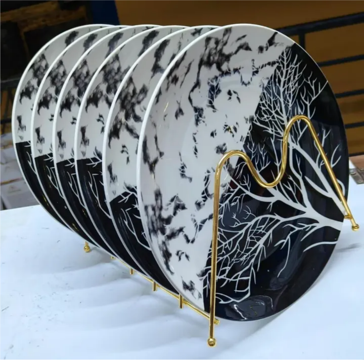 Elegant Black and White Dinner Plates Set