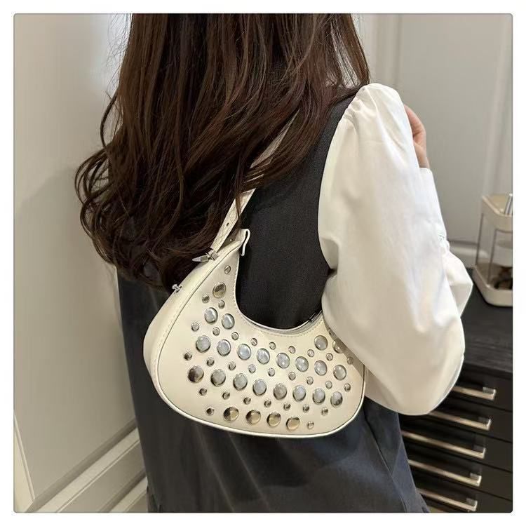 White Studded Shoulder Bag
