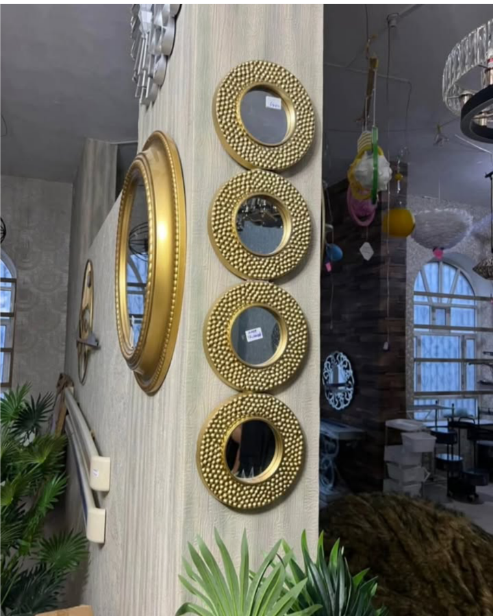 Set of Four Decorative Gold Wall Mirrors