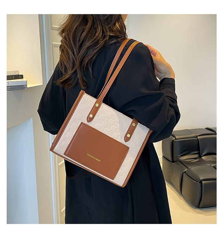 Stylish Canvas and Leather Tote Bag