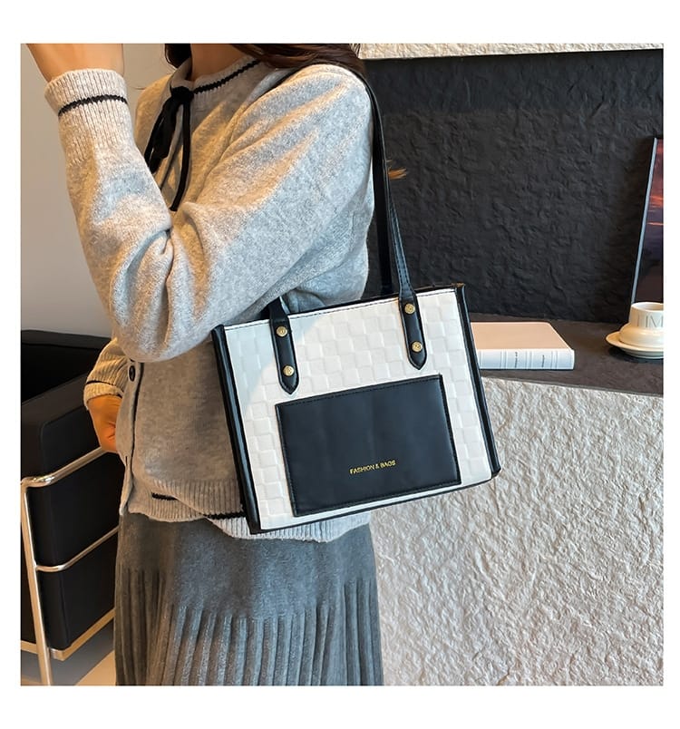 Elegant White and Black Handbag