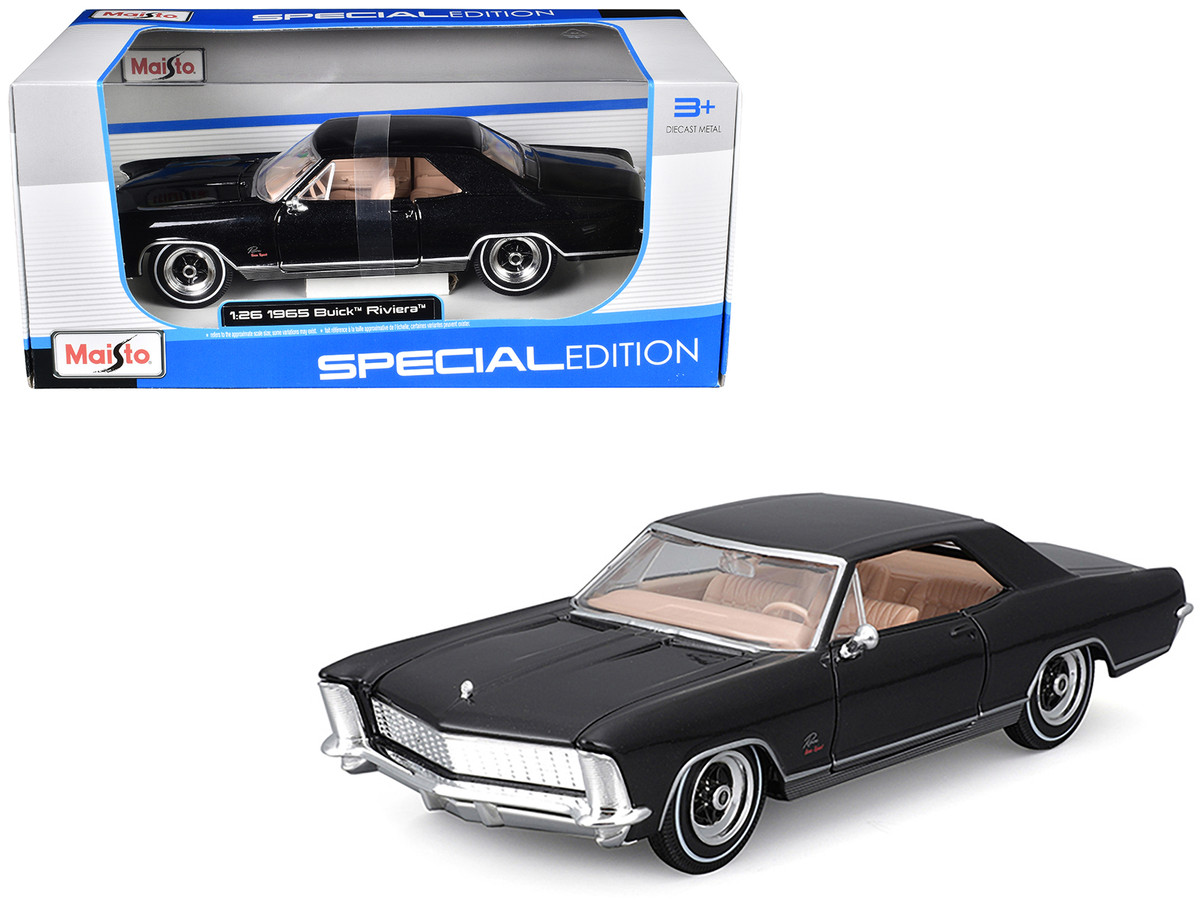 Brand new 1/26 scale diecast car model of 1965 Buick Riviera Gran Sport Black Metallic