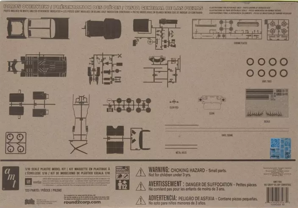 1957 Chevy Bel Air Convertible Model Kit 1/16 AMT New