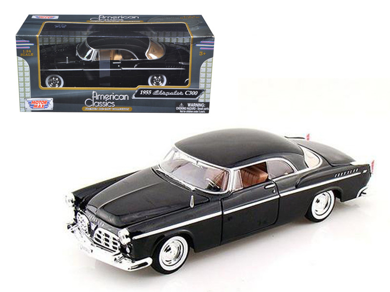 Brand new 1/24 scale diecast car model of 1955 Chrysler C300 Black die cast model car by Motormax