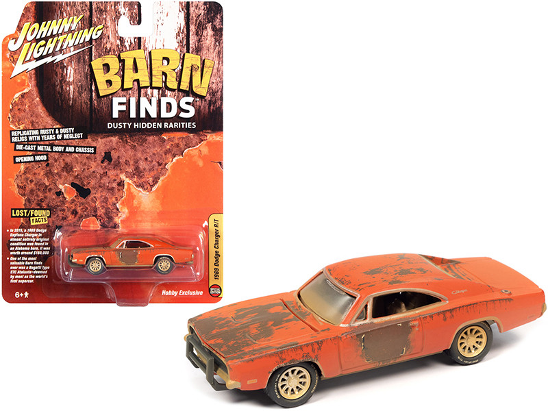 Brand new 1/64 scale diecast car model of 1969 Dodge Charger R/T Orange (Unrestored)