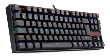 Teclado gamer Redragon Kumara K552 QWERTY Red español latinoamérica color negro con luz rainbow