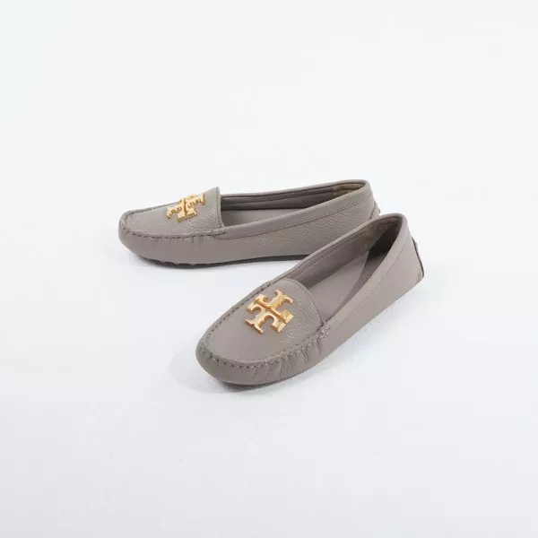Tory Burch Everly Driver Dot Taupe Loafer Grey
