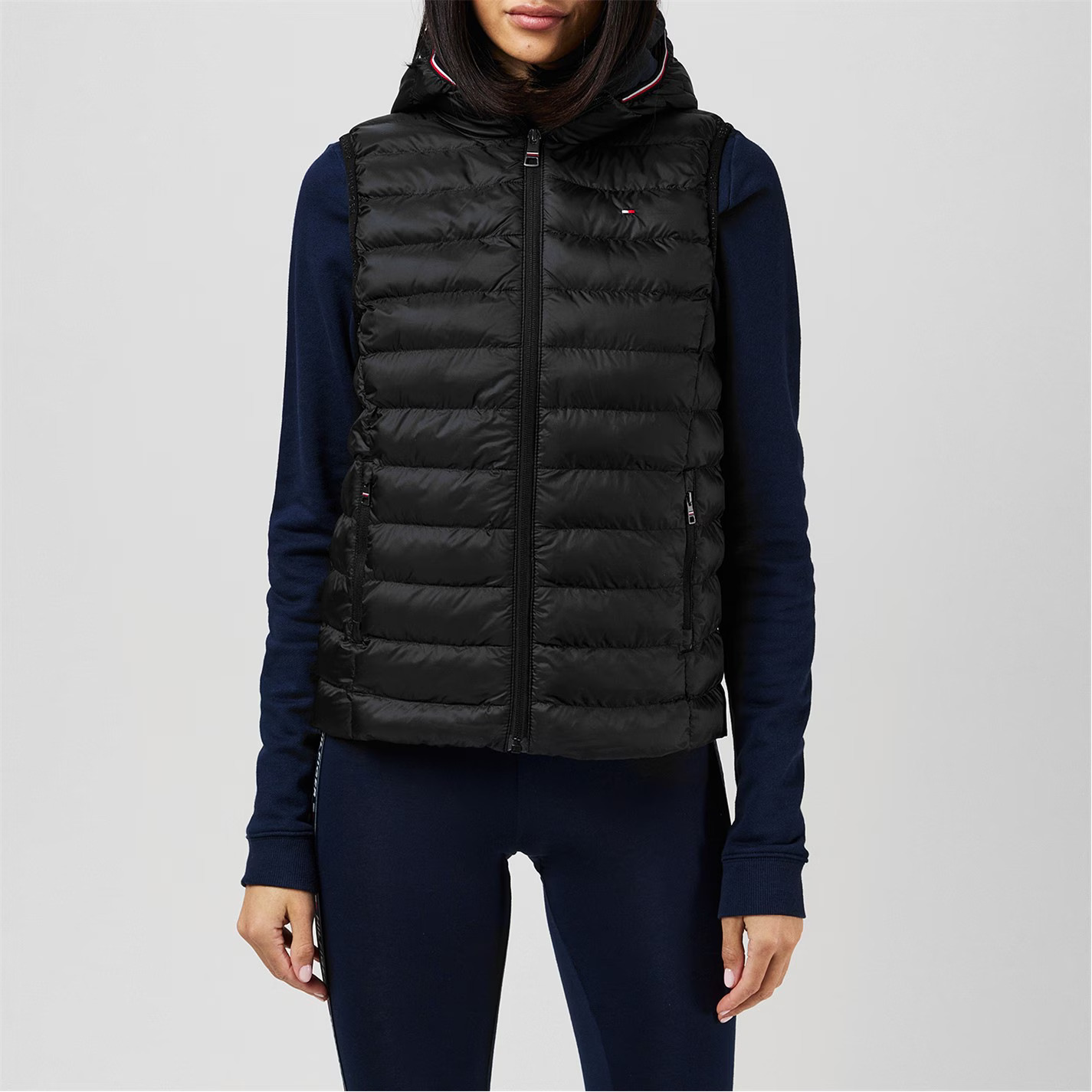 Tommy Hilfiger Hooded Zip Puffer Vest – Black Unisex