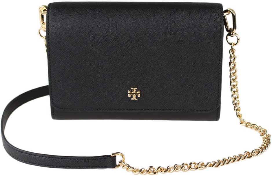 Tory Burch Emerson Chain Wallet Black Leather Cross Body Bag