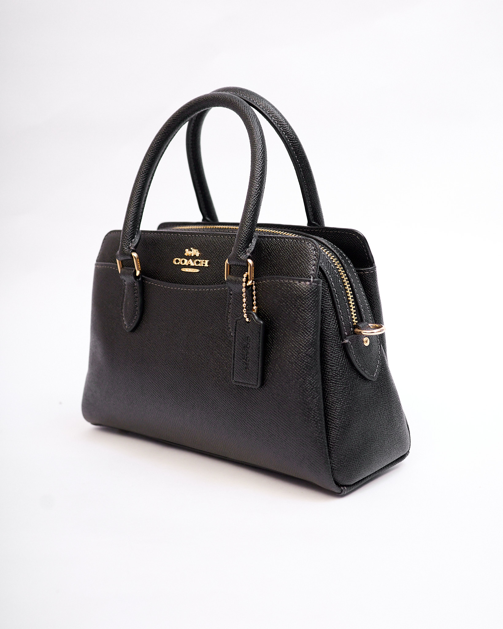 COACH Darcie Cry Black Redefined Grain Grab Handle Tote