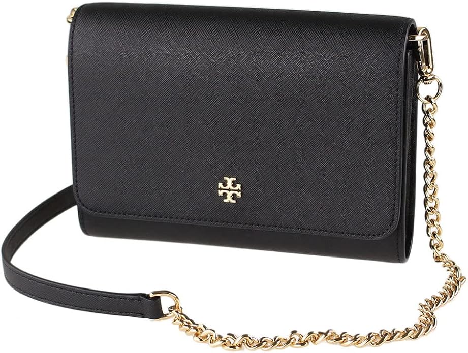 Tory Burch Emerson Chain Wallet Black Leather Cross Body Bag