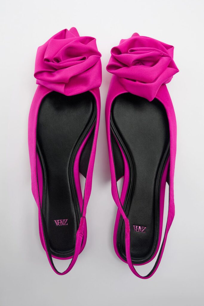 Zara Flat Slingback Shoes with Flower
