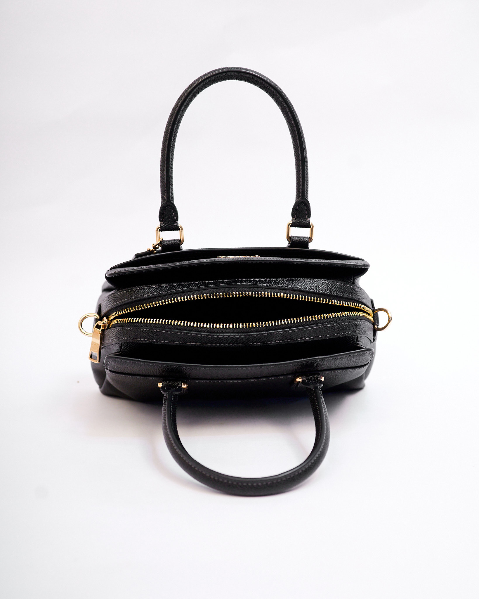 COACH Darcie Cry Black Redefined Grain Grab Handle Tote