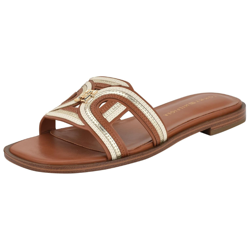 Tommy Hilfiger Tressi Flat Sandal for Women Brown
