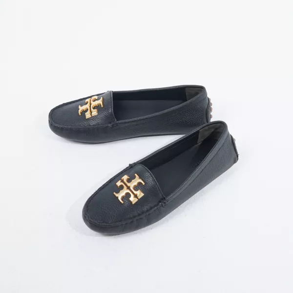 Tory Burch Everly Driver Dot Black Leather Loafer