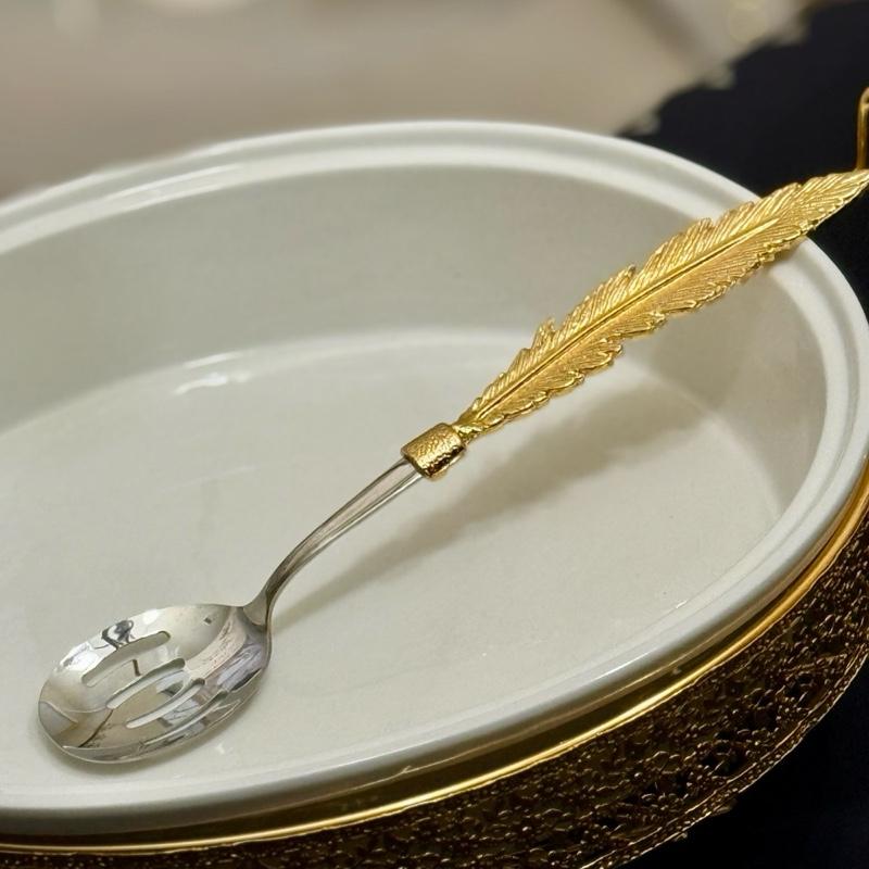 Luxurious Gold Feather Handle Serving Set - 5