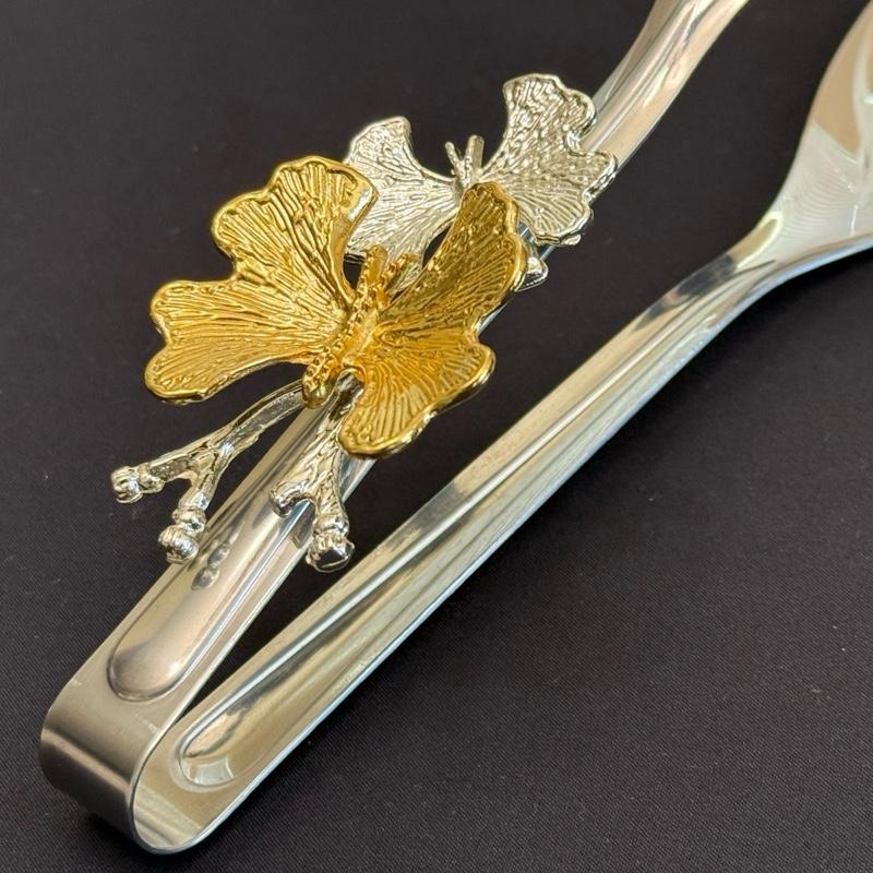  Luxury Silver Butterfly Handle Serving Tongs Set of 3 