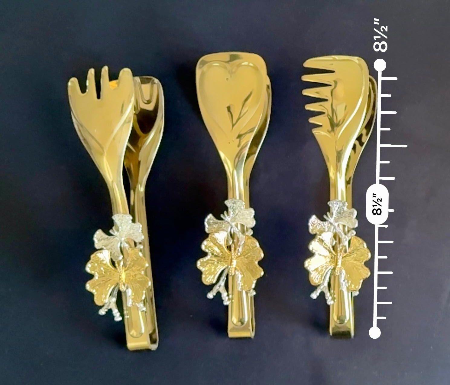 Luxury Gold Butterfly Design 3 Piece Tong Set