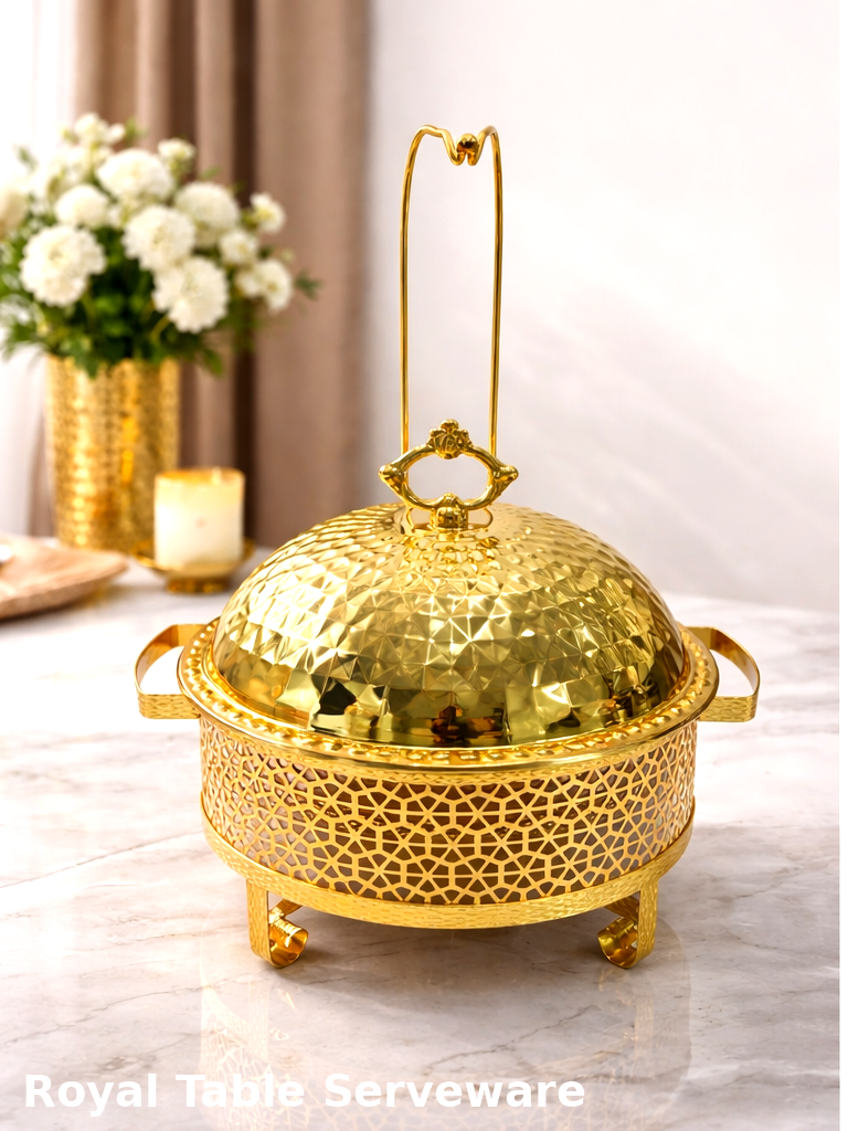 8L Gold Chafing Dish Buffet Server – Stainless Steel Food Warmer for Catering, Weddings & Parties