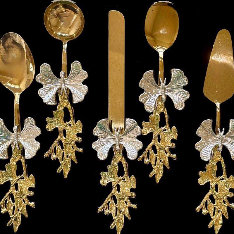 Gold Butterfly 5 Piece Serving Spoons