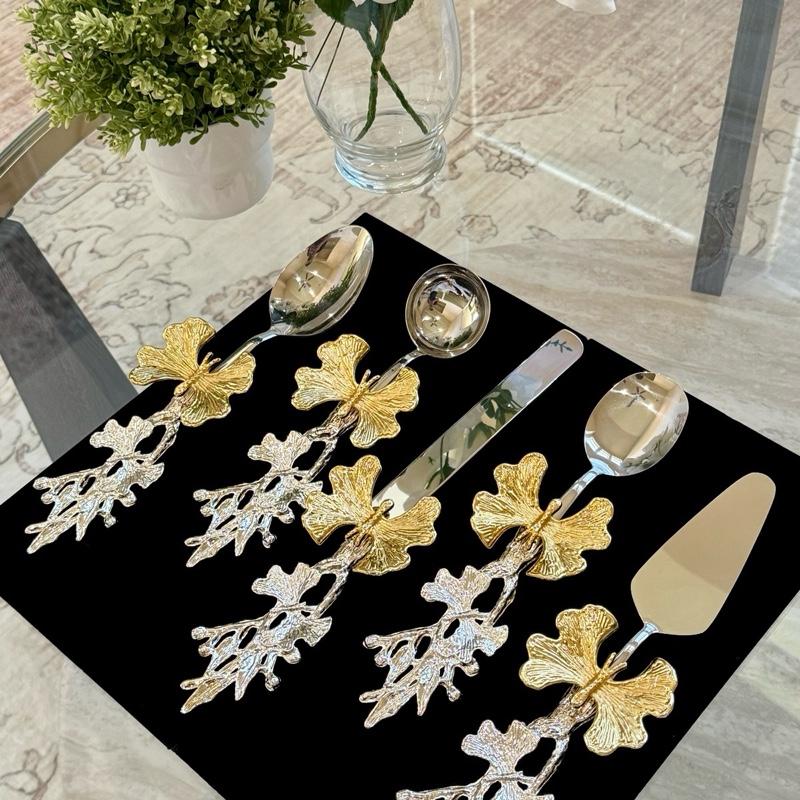 Luxury 5-Piece Silver & Gold Butterfly Serveware
