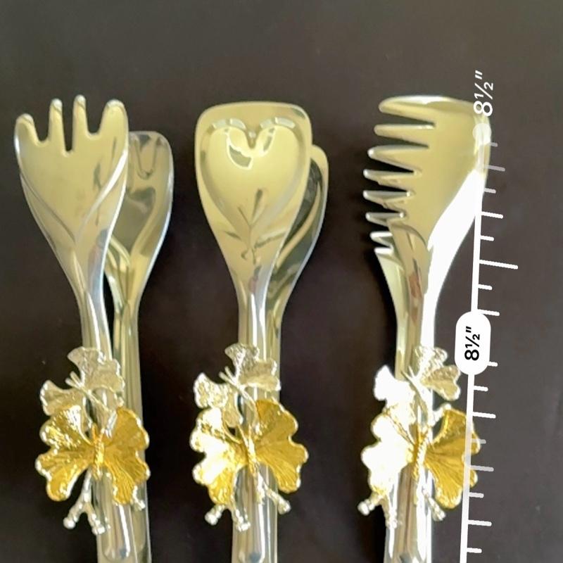  Luxury Silver Butterfly Handle Serving Tongs Set of 3 