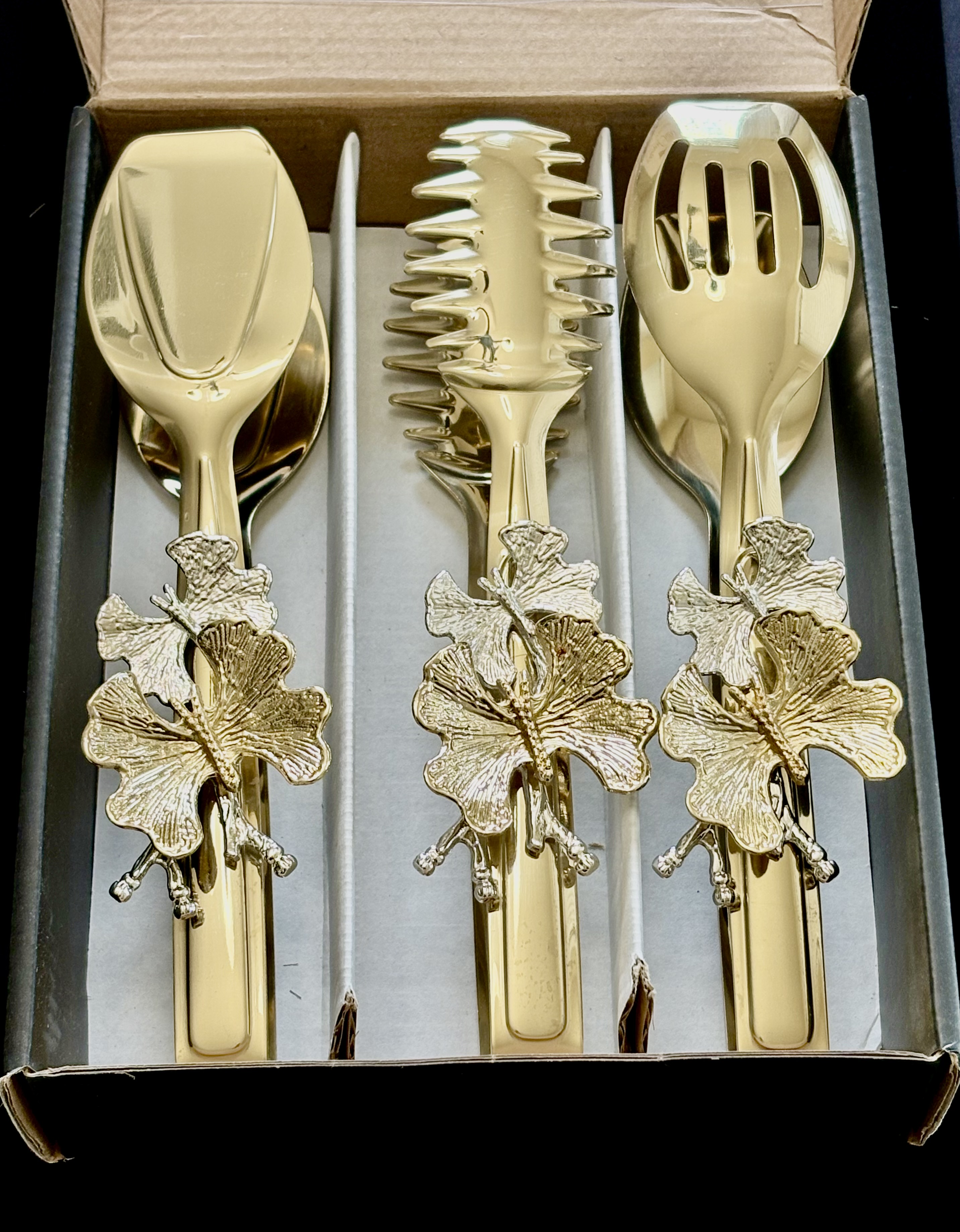 Luxury Gold Butterfly Design 3 Piece Tong Set