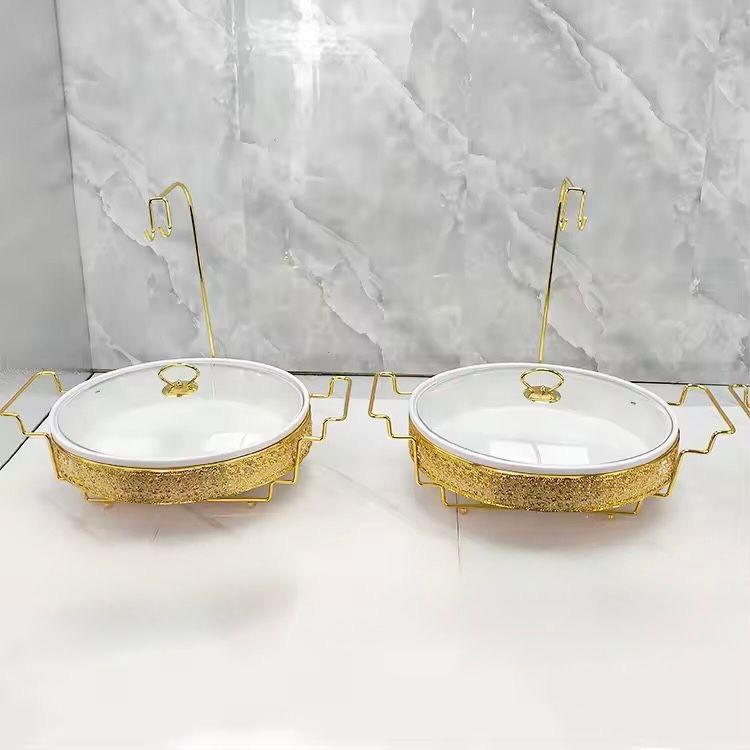 Luxury Gold Chafing Dish Set with Glass Top Cover | Elegant Party & Holiday Hosting Tableware