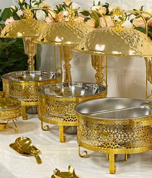 8L Gold Chafing Dish Buffet Server – Stainless Steel Food Warmer for Catering, Weddings & Parties