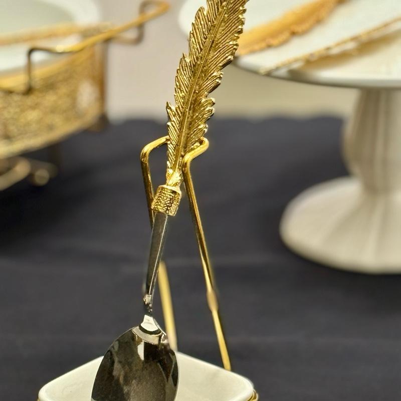 Luxurious Gold Feather Handle Serving Set - 5