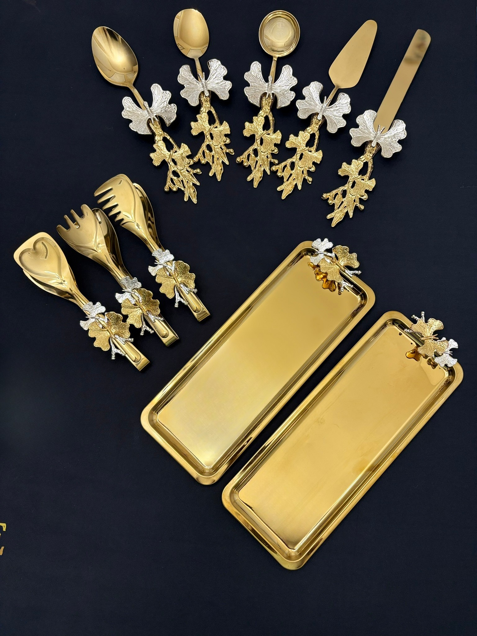 Elegant Luxury Silver & Gold 10-Piece Serving Set