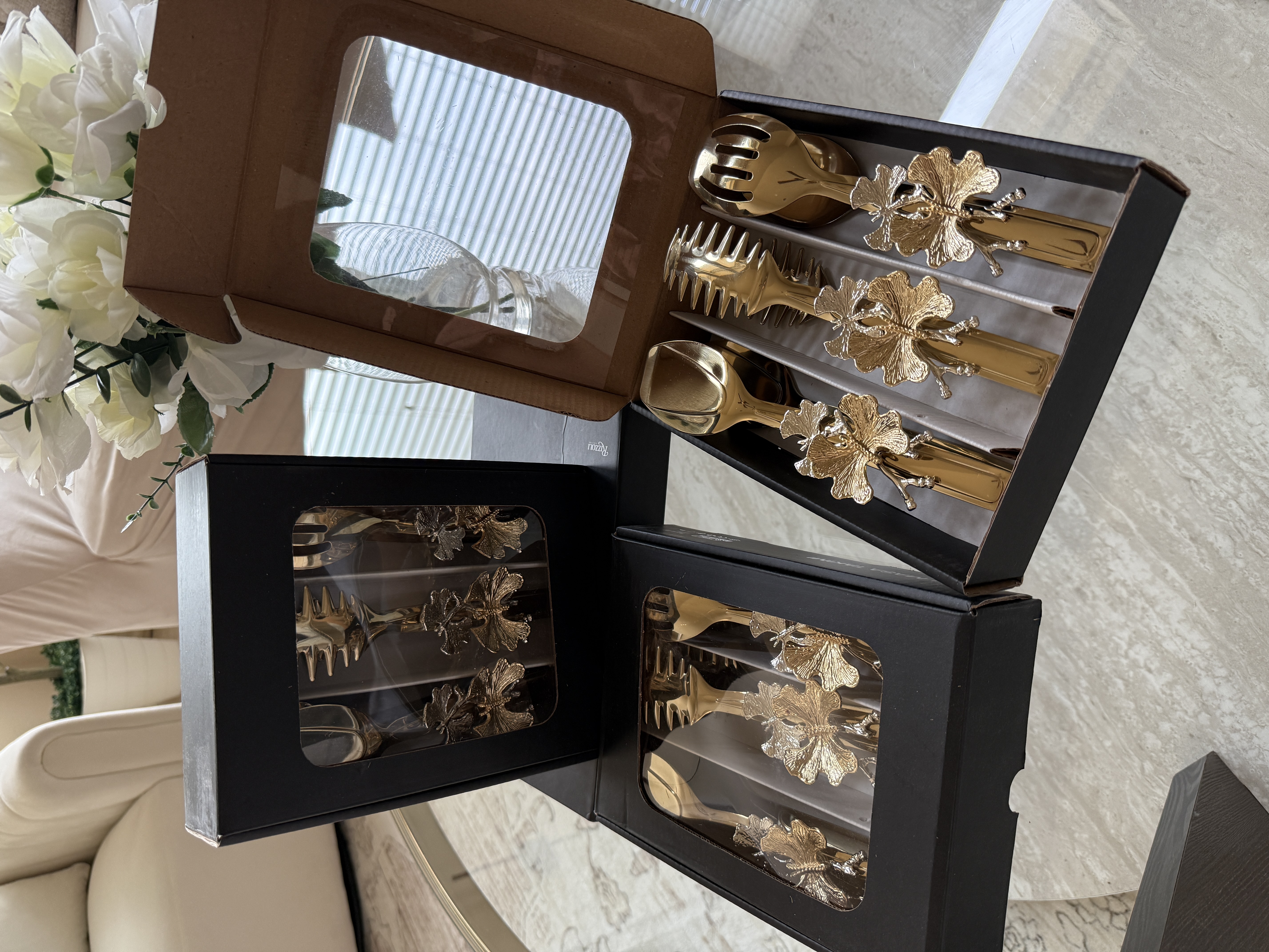 Luxury Gold Butterfly Design 3 Piece Tong Set