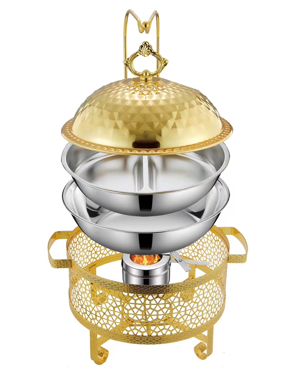 8L Gold Chafing Dish Buffet Server – Stainless Steel Food Warmer for Catering, Weddings & Parties