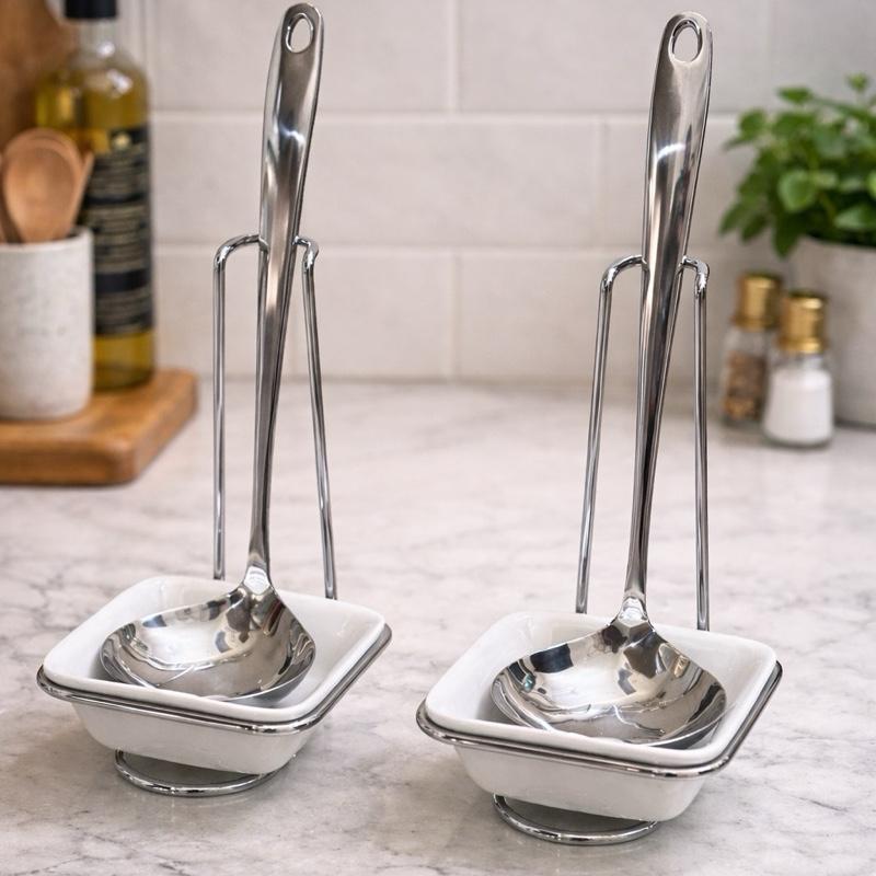 Luxury Silver Serving Ladle Set (2-Piece) | Elegant Tableware