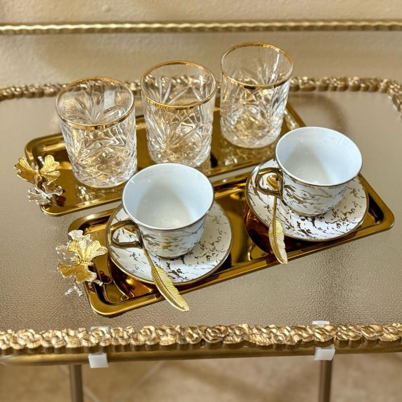 Beautiful Butterfly Gold Tray Set 2 Plates Serving 