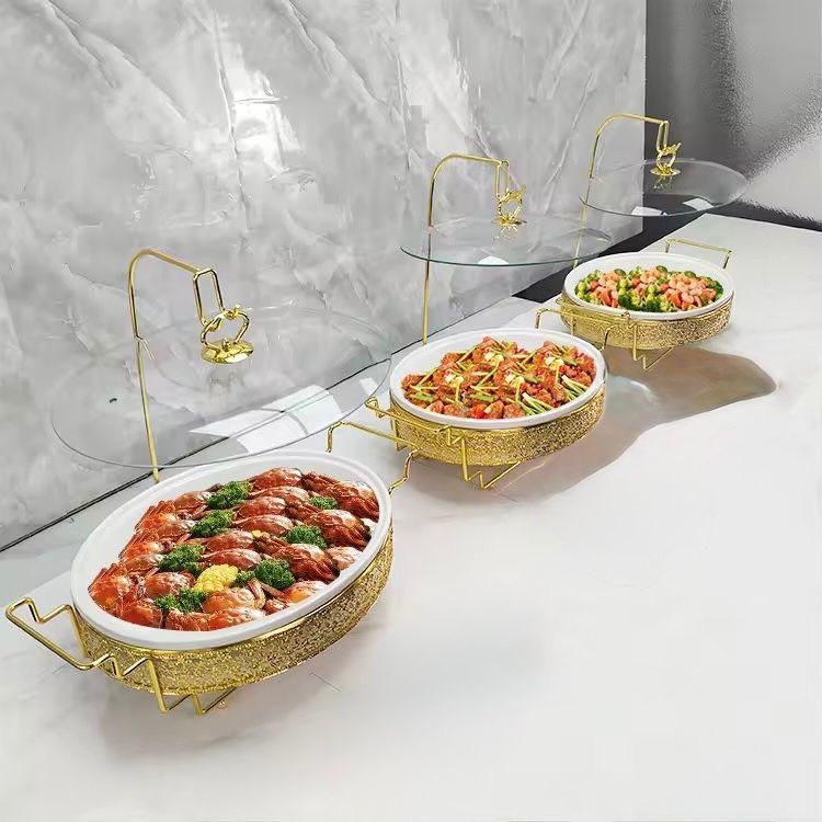 Luxury Gold Chafing Dish Set with Glass Top Cover | Elegant Party & Holiday Hosting Tableware