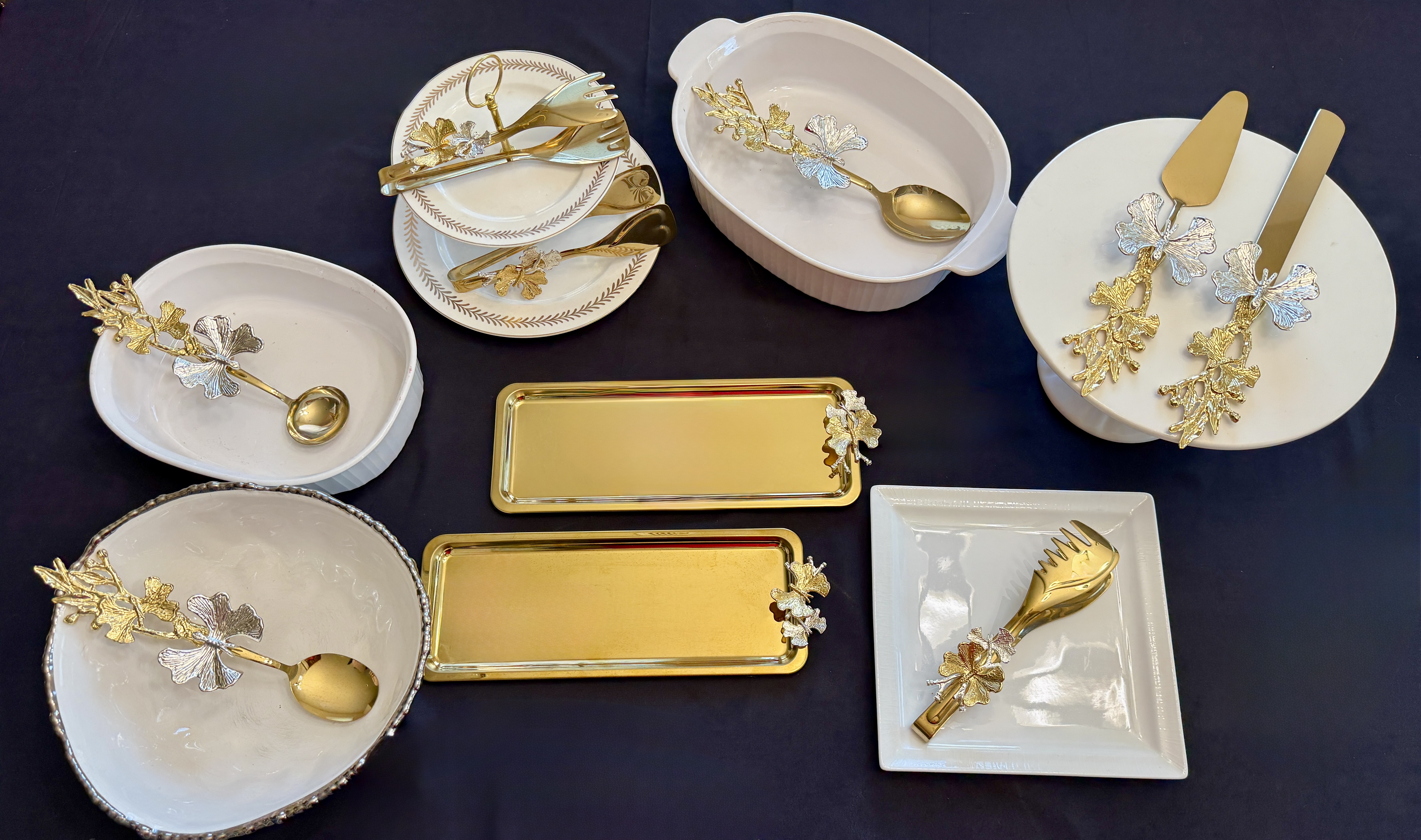 Elegant Luxury Silver & Gold 10-Piece Serving Set 