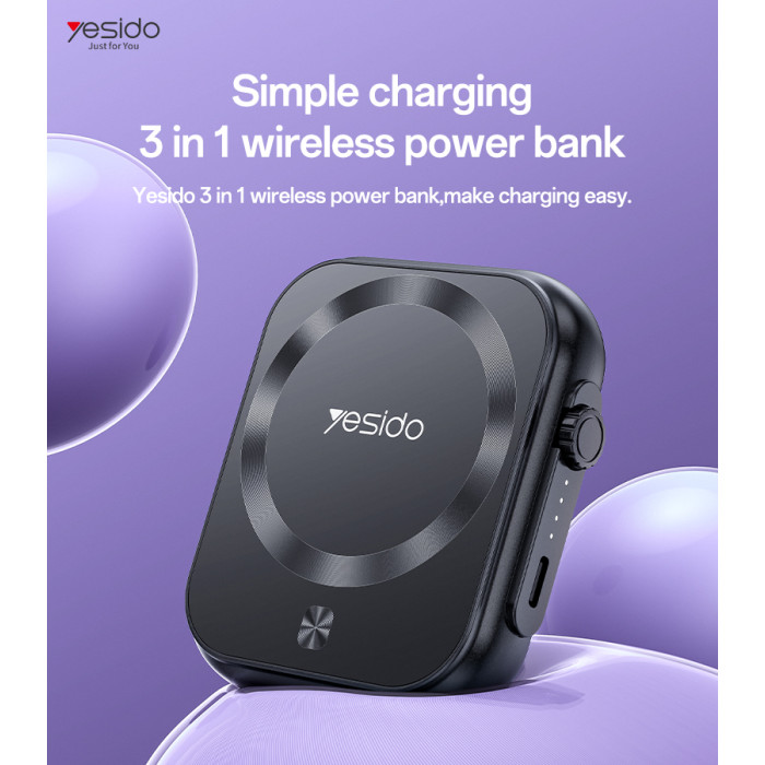 PD20W Fast Charging Earphone&Smart Watch 3 in 1 15W Wireless Charging Power Bank |Yesido