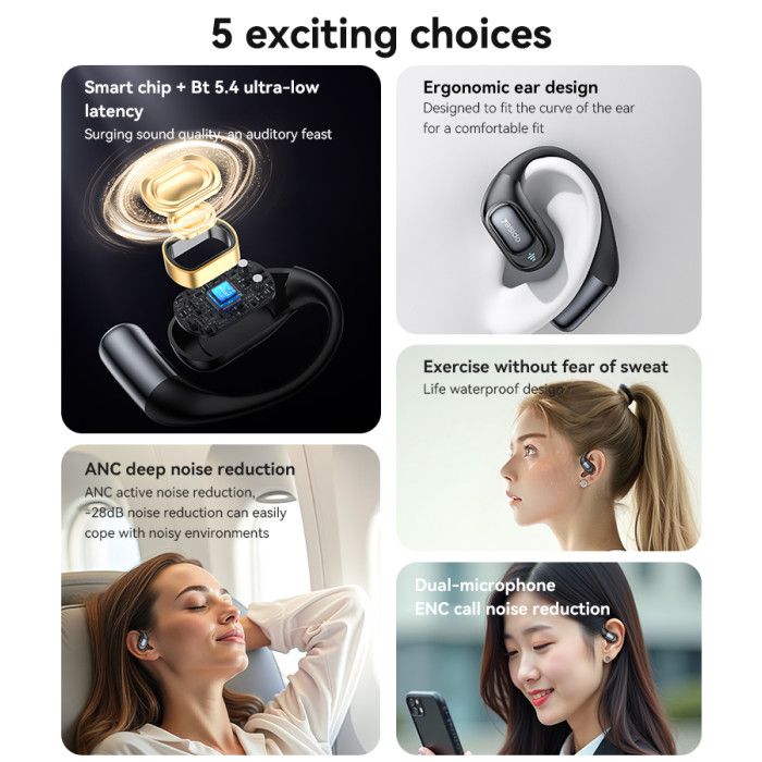 Waterproof Design Dual-microphone OWS Active Noise Cancelling BT Headset