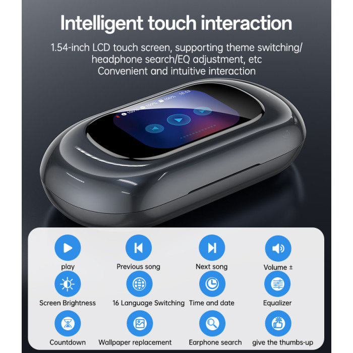 Open Acoustic Design Touch Screen ENC Noise Reduction LCD BT Wireless Headphone