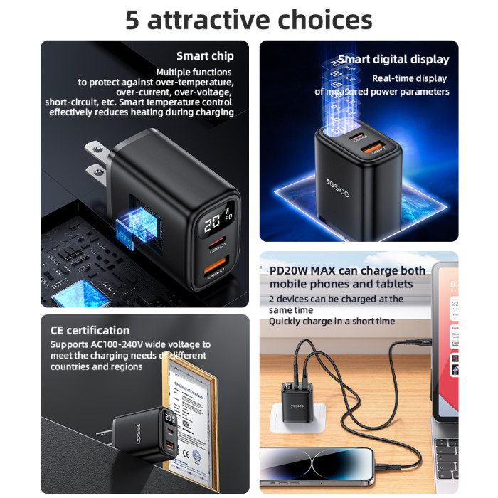 Yesido Dual USB Fast Charger