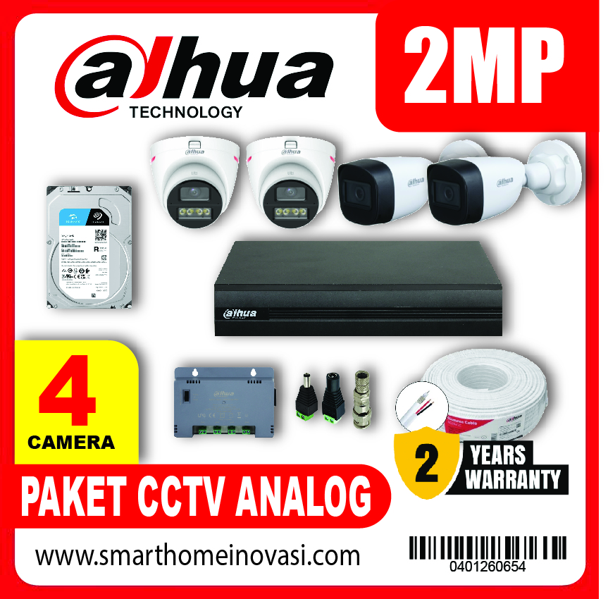 Paket CCTV Dahua analog 4 Channel 2MP