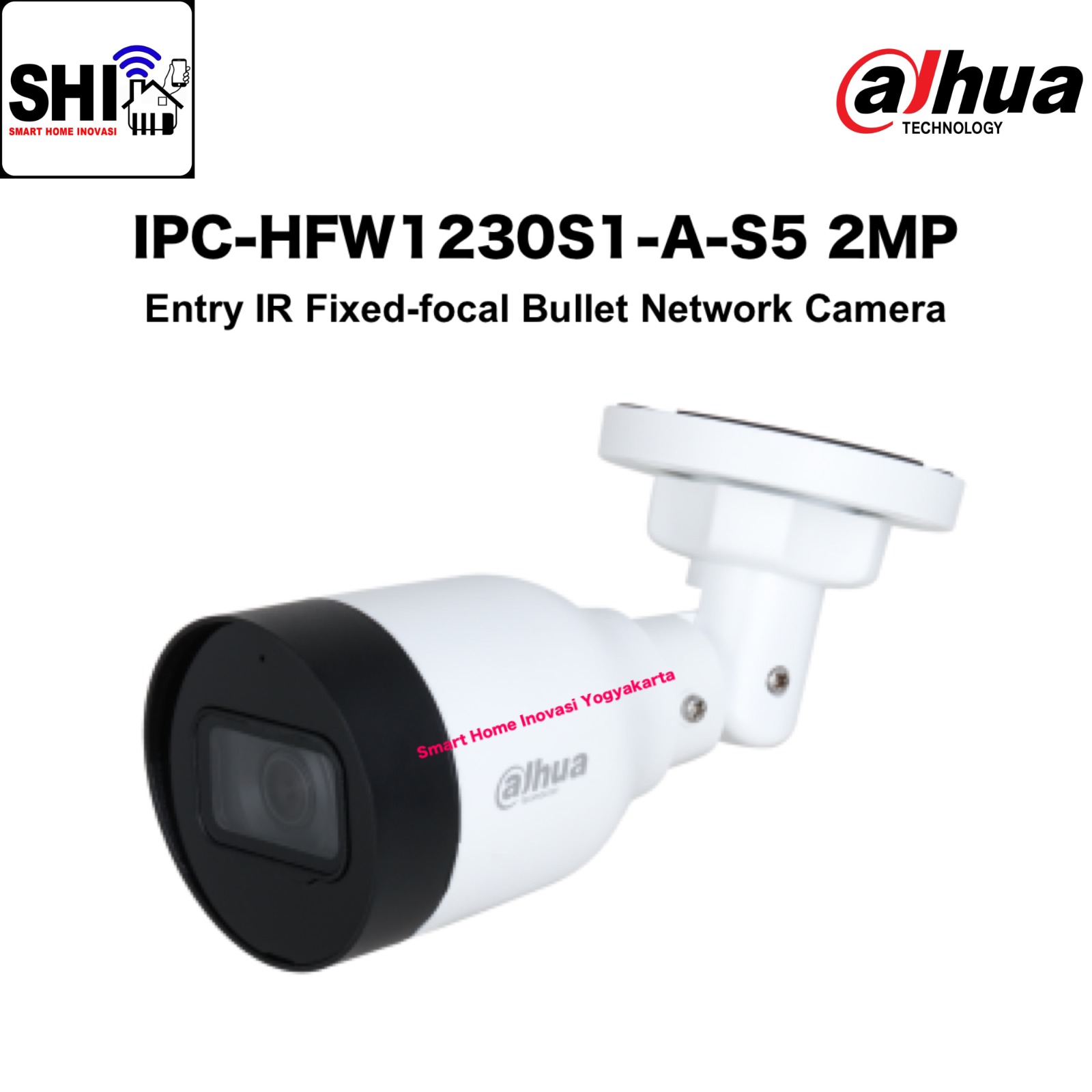 DAHUA PoE Camera Bullet Outdoor 2MP (1080P) IPC-HFW1230S1-A-S5, Entry IR Fixed-focal Bullet Network Camera